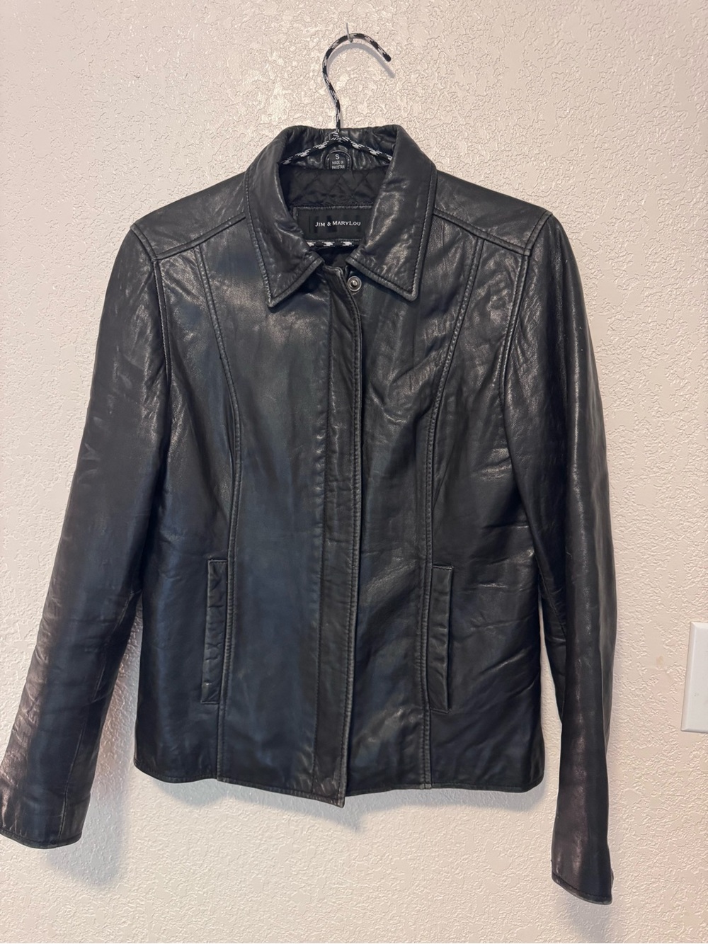 Jim and MaryLou Black Leather Button-Front Jacket